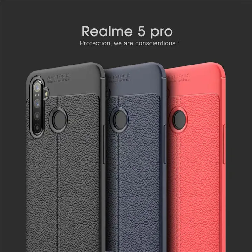 Роскошный чехол из ТПУ для OPPO Realme 5 3 Pro с кожаной текстурой силиконовый Realme5 |