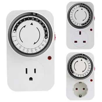 

24 Hour Cyclic Timer Switch Light Timer Outlet Loop Universal Timing Socket Mechanical Timer 120V/230VAC 16A 3500W UK EU US Plug