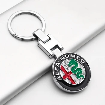 

3D Metal Business Keychain Anti-rust Aluminum Keyring Pendant Alfa Romeo-logo for Giulia Stelvio MiTo ALFA 4C 147 156 159 166 8C