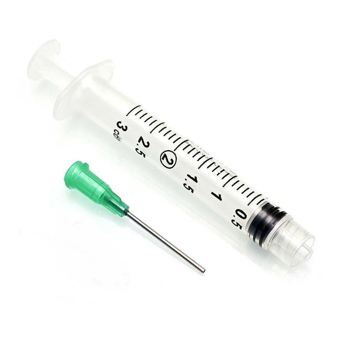 5Pack 3ML Dispensing Syringe 18Ga 1.5" Blunt Tip Needle Stainless Steel For Mixing Liquid