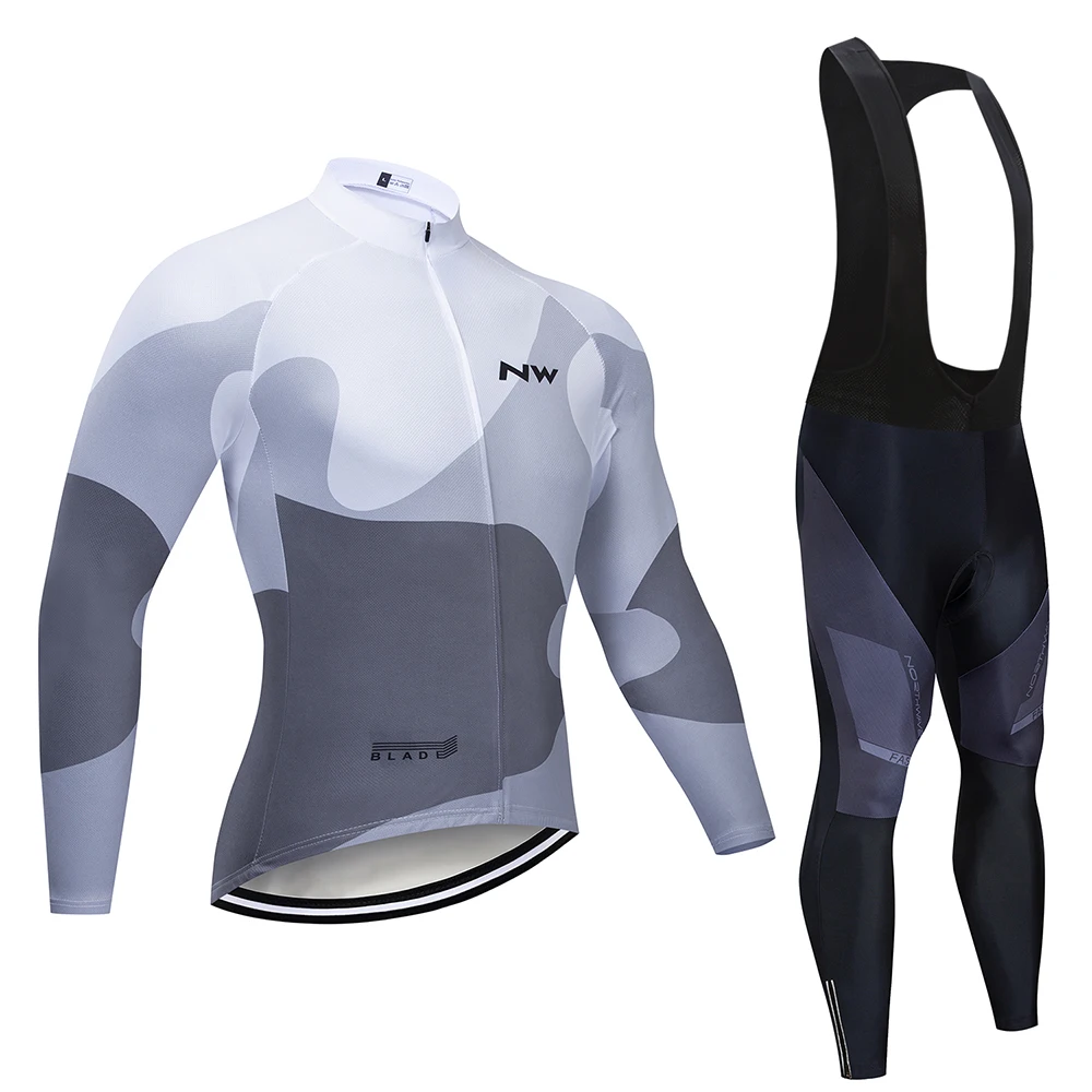 Northwave Long Sleeve Cycling Clothes Set NW Pro team Jersey men suit Breathable outdoor sportful bike MTB clothing paded - Цвет: 8