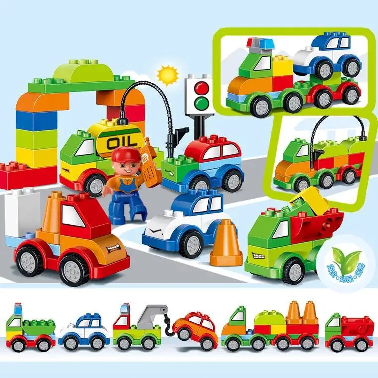 

Hui mei CHILDREN'S Cartoon Flexible Building Blocks Small Car Large Particles Assembled Car General Mobilization Educational Bui