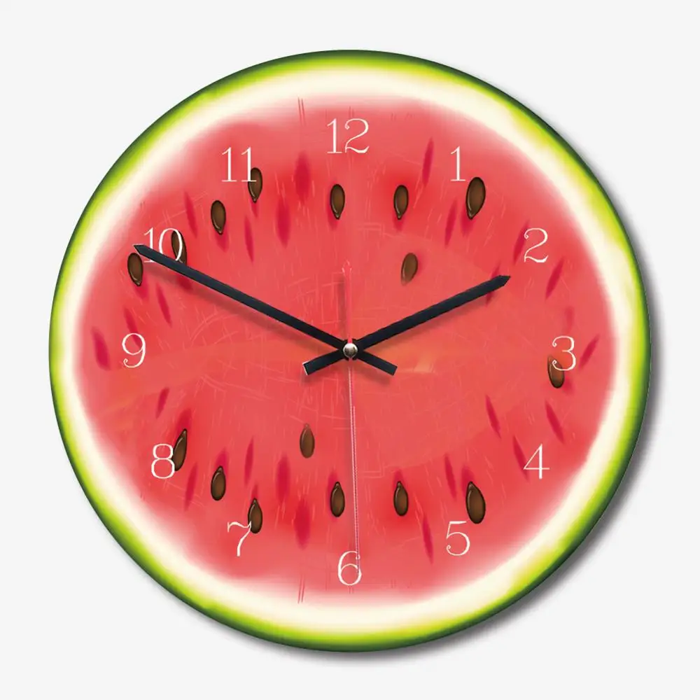 watermelon Креативные настенные часы в виде фруктового дерева, лайм, современная кухня, лимонные часы, домашние декоративные часы, часы для гостиной, тропические фруктовые настенные часы - Цвет: watermelon
