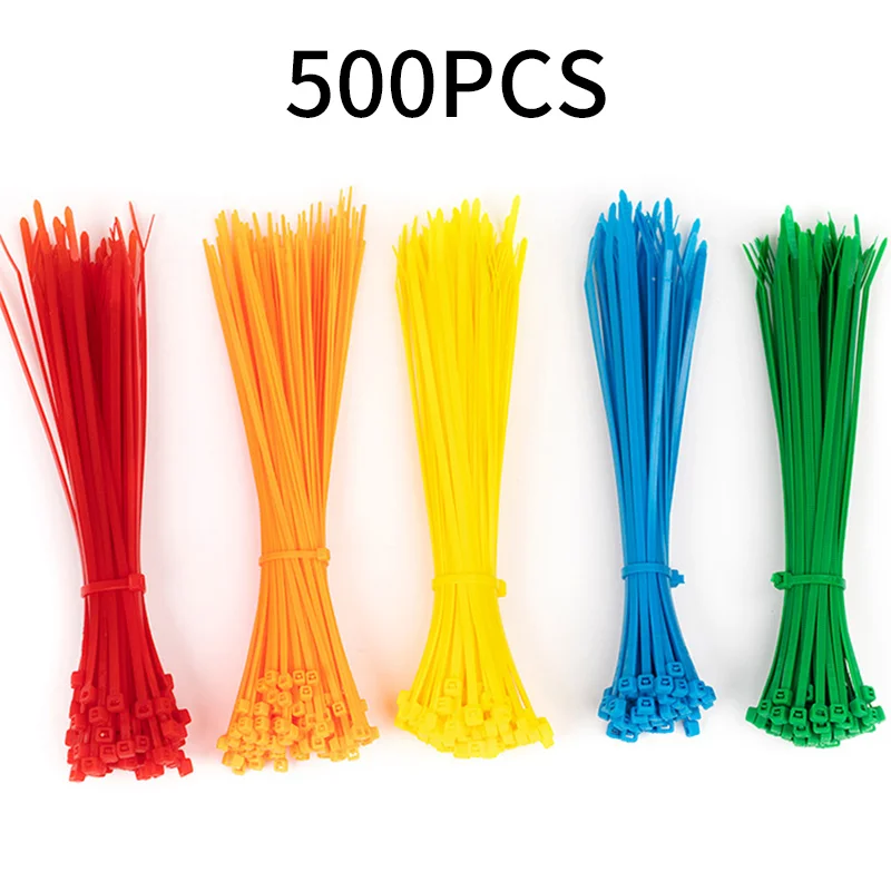Self-Locking Nylon Ties Wire Cable Zip Ties Self Lock Organiser Fasten Cable 500Pcs