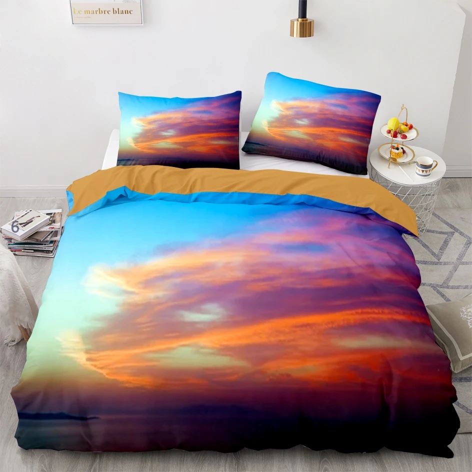 

Space Galaxy Aurora Sunset Glow Bedding Set Single Twin Full Queen King Size Sky Stars Cloud Bed Set Children's Kid Duvetcover