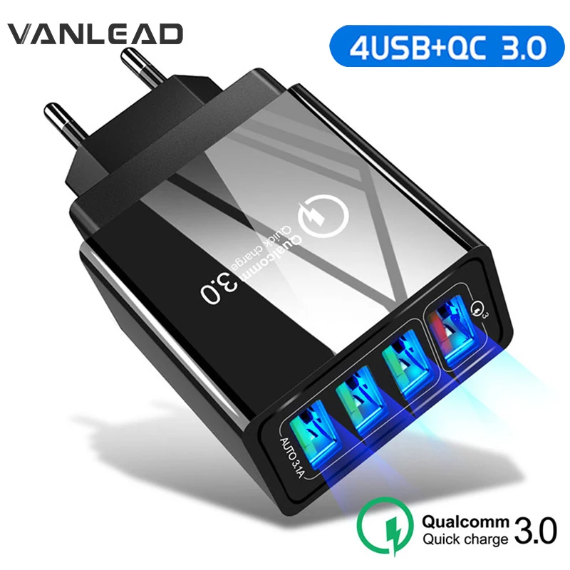 

Quick Charge 4.0 3.0 4 Port USB Charger USB Fast Charger QC3.0 For Samsung Xiaomi iPhone Wall Charger EU US UK Plug Adapter