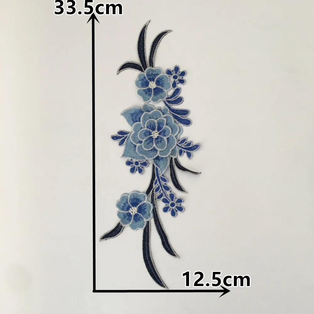 Новое поступление 3D цветок кружева декольте Вышивка Аппликация кружевной воротник DIY кружевная ткань для шитья аксессуары для одежды пара продаж - Цвет: Blue right