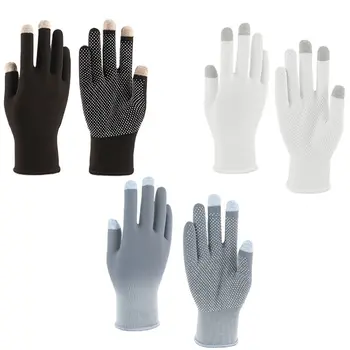 

Unisex Summer Touchscreen Driving Short Gloves UV Protection Outdoor Cycling Sunscreen Anti-Slip Full-Finger Mittens