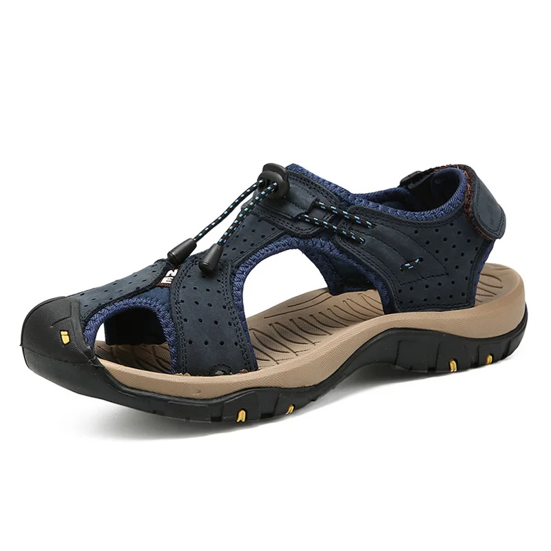 Popular Men Beach Sandals Outdoor Summer Men Shoes Sandals Genuine Leather Casual Breathable Sandal Plus Size 47 48