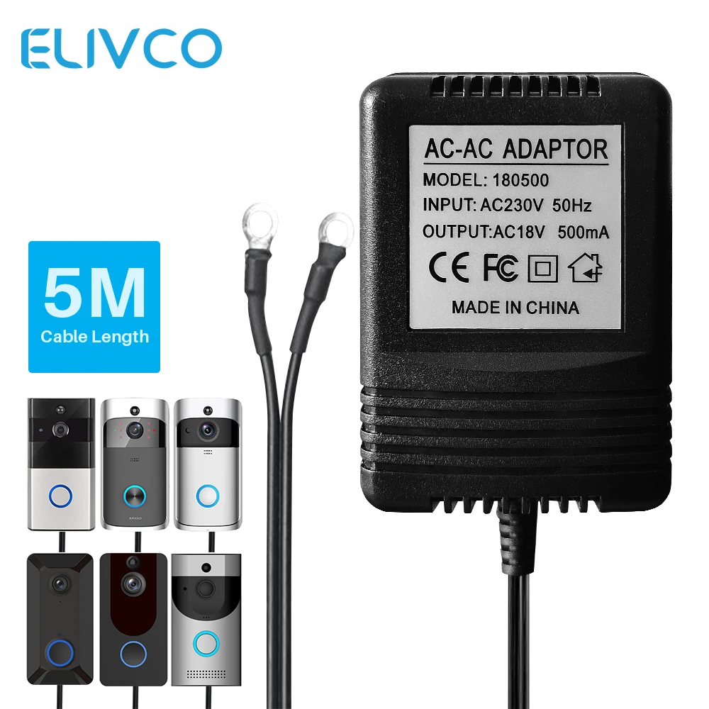 18V AC transformador adaptador de energía del cargador de la UE Reino Unido nos 220V-240V para Wifi Video inteligente timbre cámara de vídeo intercomunicador puerta campana