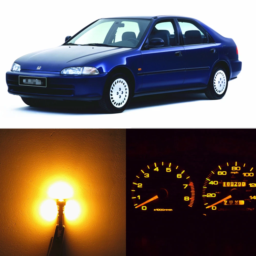 WLJH 23x приборная панель кластера тире датчик светодиодный свет комплект для Honda Civic EG EX EJ EK SRS DX LX SI HX Civic Del Sol 1992-2000 - Испускаемый цвет: Цвет: желтый