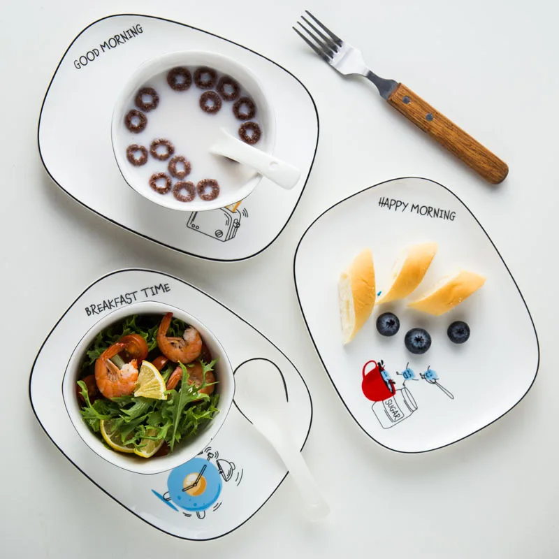 Western plate creative home ceramic snack plate rectangular breakfast plate cake dish creative Nordic steak plate