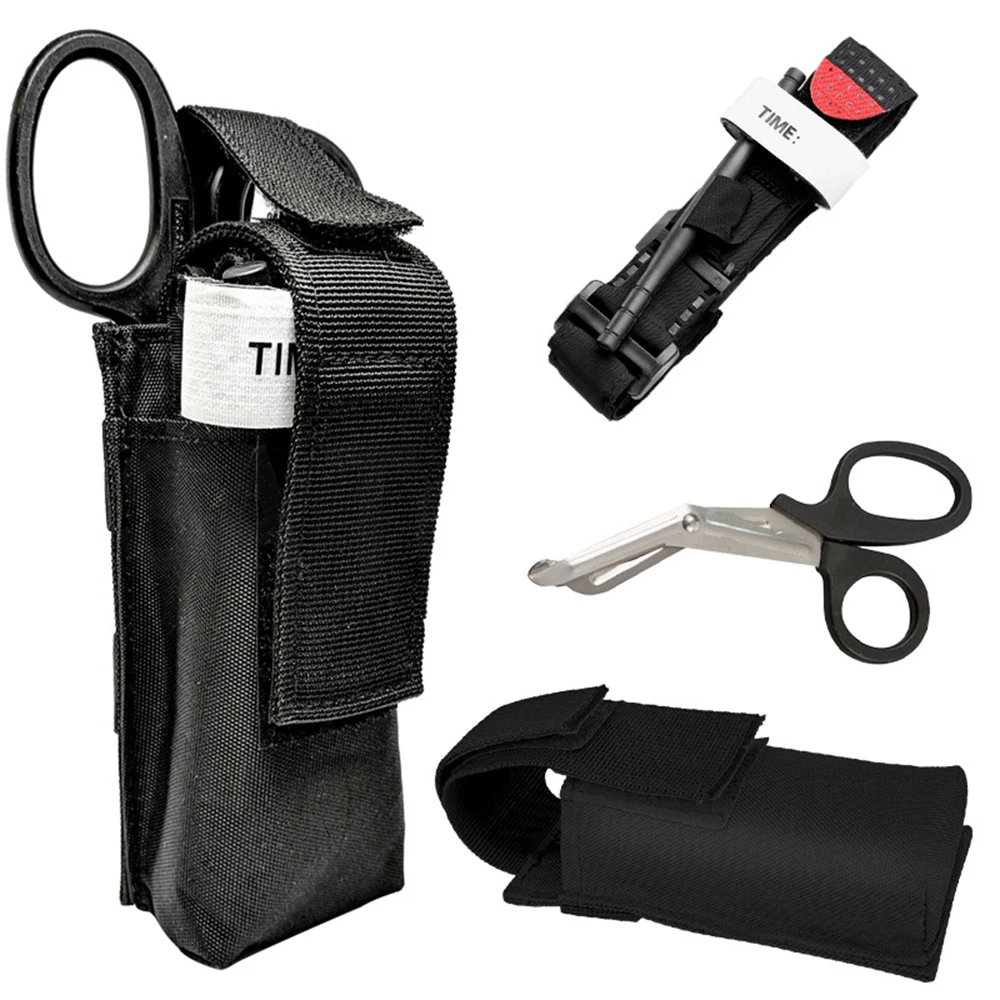 Outdoor Tourniquet Bag Small Hanging Package Tactical Medical Scissors Bag Flashlight Tourniquet Pouch Emergent Tool Holster