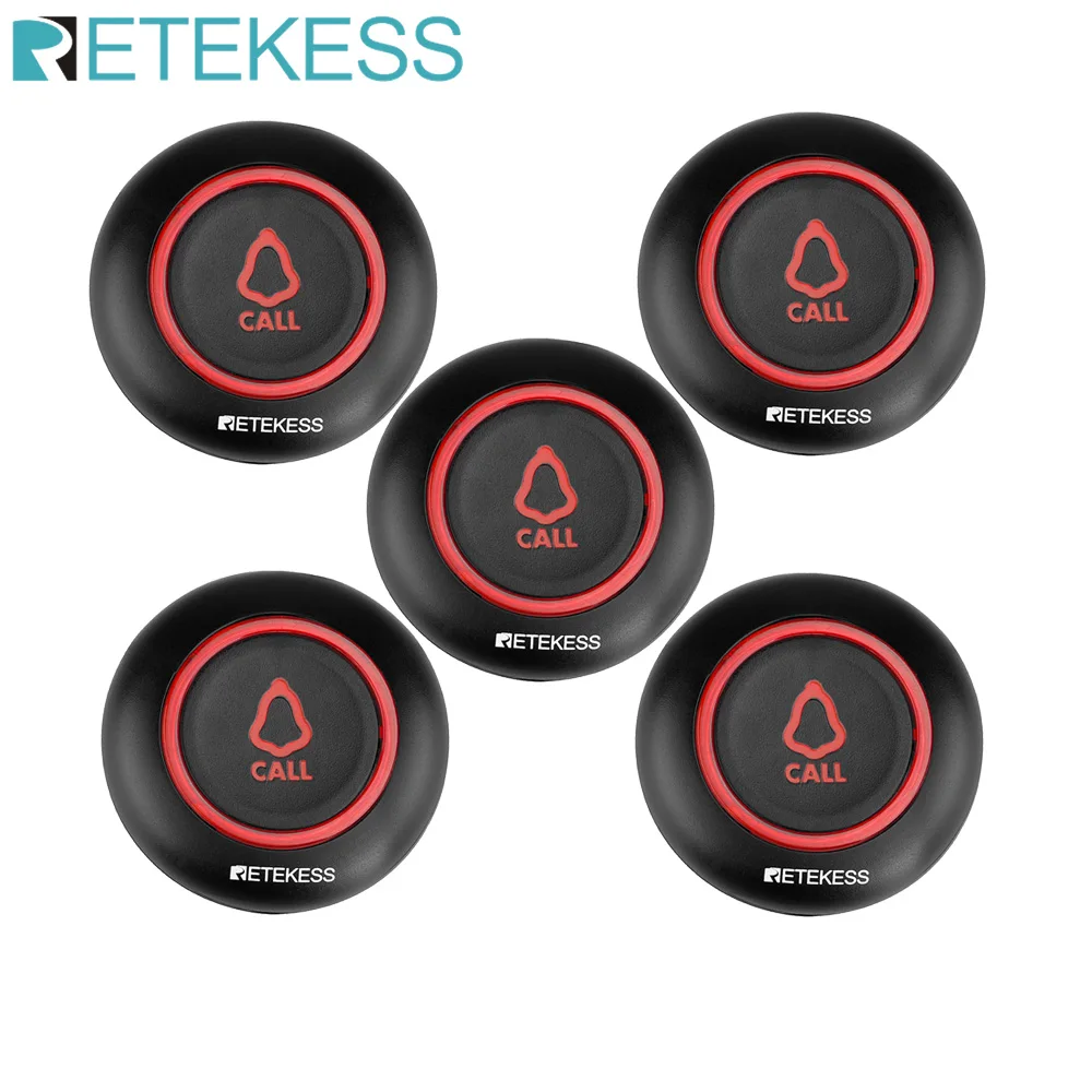 RETEKESS 5pcs TD019 Call Button Transmitter Wireless Pager 433.92MHz For Waiter Service Restaurant Cafe Hookah Clinic Bar Hotel
