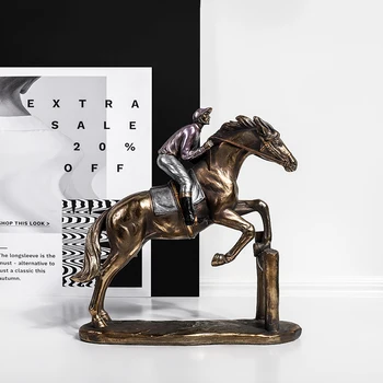 

Northern Europe Concise Light Luxurious Golden Horse Racing Knight Goods Furniture Display Rather Than Statue Sculpture Resin