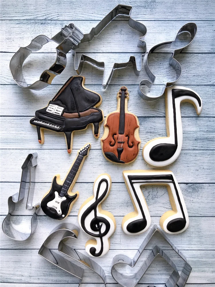 Music Cookie Cutter Violin Piano Electric Guitar Music Note G Clef Biscuit Fondant Bread Mold Stainless Steel cookie cutter cookie mould fondant cutter
