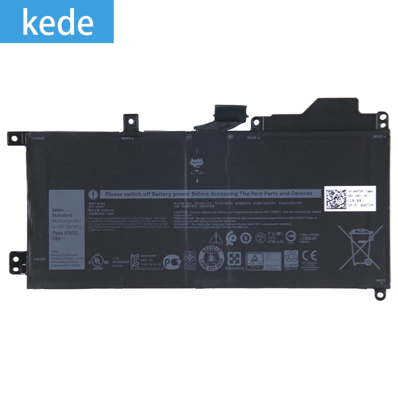 Kede 1FKCC Аккумулятор для ноутбука Dell 1 FKCC, 09NTKM 7,6 V 38Wh 4750mAh