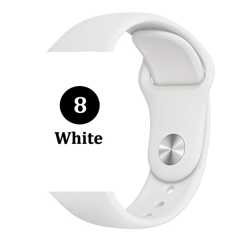 Ремешок для Apple watch band 5 4 44 мм 40 мм correa iwatch 4 3 2 42 мм 38 мм спортивный силиконовый браслет pulseira аксессуары для Apple watch - Цвет ремешка: 8-White