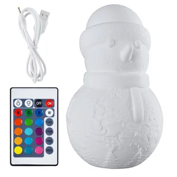 

Snowman Shaped Color Changing RGB 3D Light Christmas Decoration Lamp Night Light Desk Lamp Home cute Decor 0725#