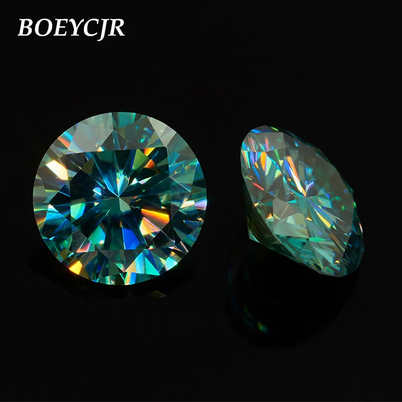 

BOEYCJR 2ct 8mm Round Brilliant Cut Blue Moissanite Loose Stone VVS1 Excellent Cut Jewelry Making Stone