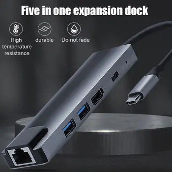 

Hot Type-C To HDMI Ethernet RJ45 Wired Networks with 2 USB3.0 Port OTG Adapter Hub for Computer Mobile Phone DQ-Drop