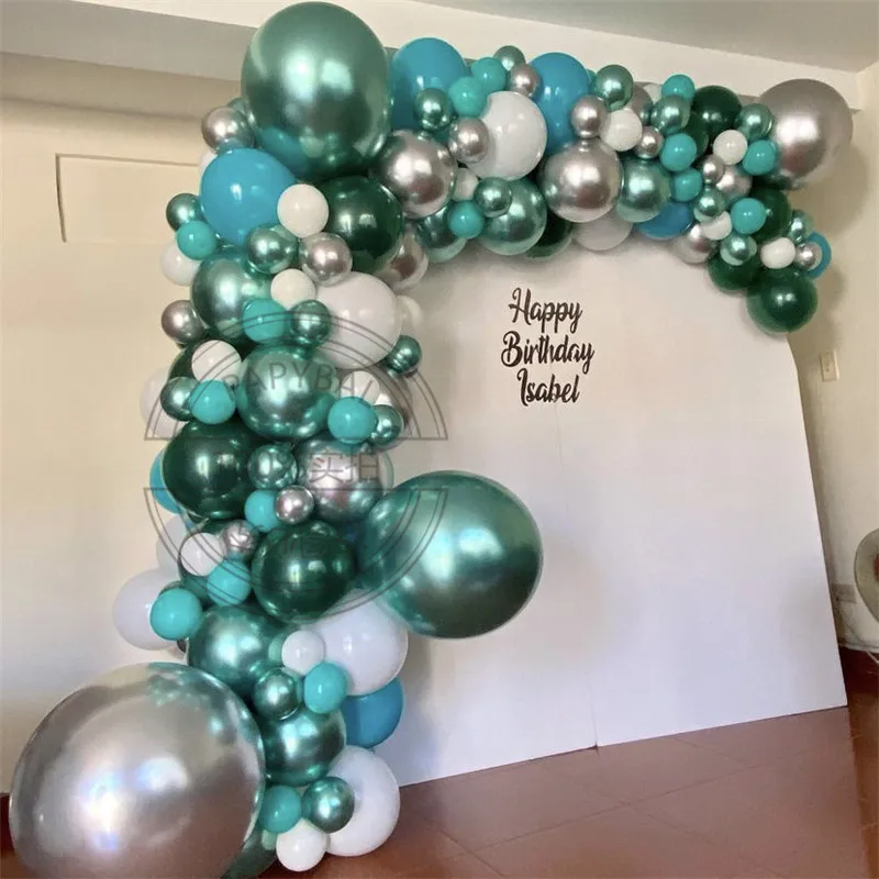110pcs Tiffany Blue White Balloon Arch Garland Kit Chrome Gold Green Latex For Wedding Birthday Party Decorations | Дом и сад