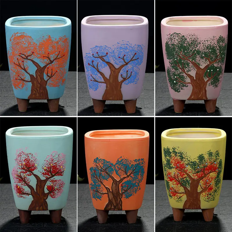 

Flower pot nursery pot plant ceramic flower pot painting tree ceramic pot