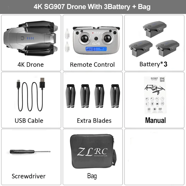 SG907 4K 3B CB HGIYI SG907 gps Радиоуправляемый Дрон с 4K HD камерой регулировки широкоугольный wifi FPV 50 раз зум складной Квадрокоптер профессиональные дроны - Цвет: SG907 4K 3B CB