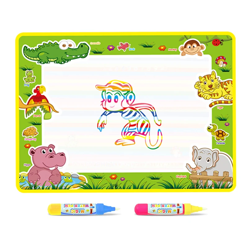 

50*36cm Animal Theme Water Drawing Mat & 2 Magic Pens Doodle Board Coloring Toys Painting Learning Educational Toy for Kids Gift