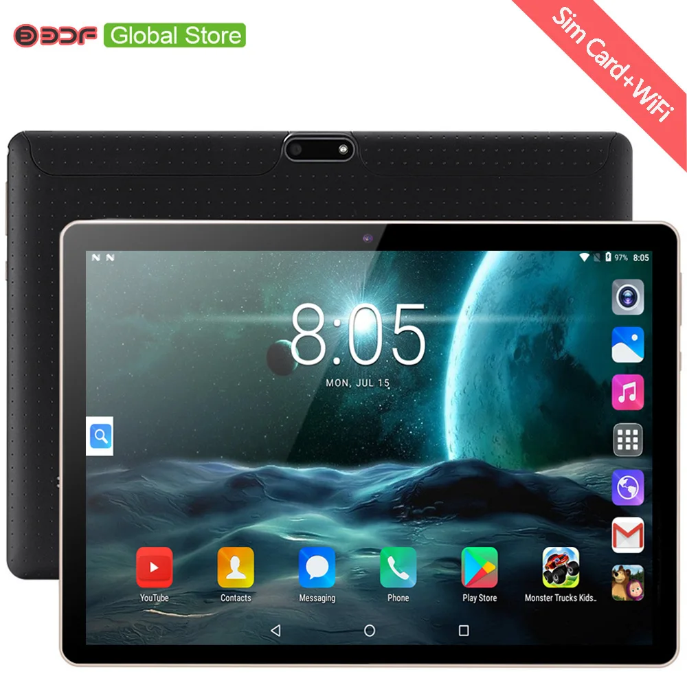 Tableta Pc de 10 pulgadas, Tablet Original con Android 7,0, Google Market, 3G, Tarjeta SIM Dual, WiFi, GPS, Bluetooth 10,1