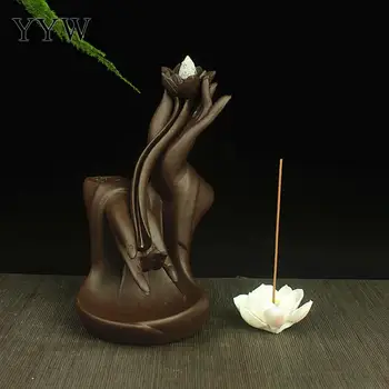 

Buddha Hand Incense Burner Backflow Ceramic Incense Burner Holder Buddhist Lotus Incense Waterfall Oud Aroma Burner Censer