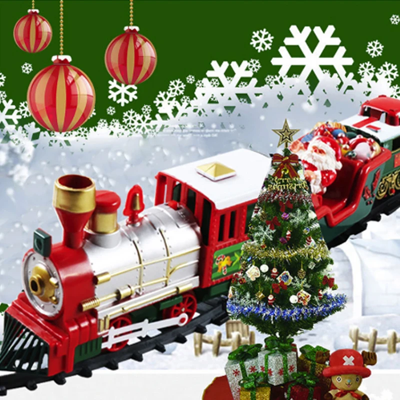 Electric Christmas Rail Car Train Toy Children's Railway Set Racing Road Transportation Building Toys | Игрушки и хобби
