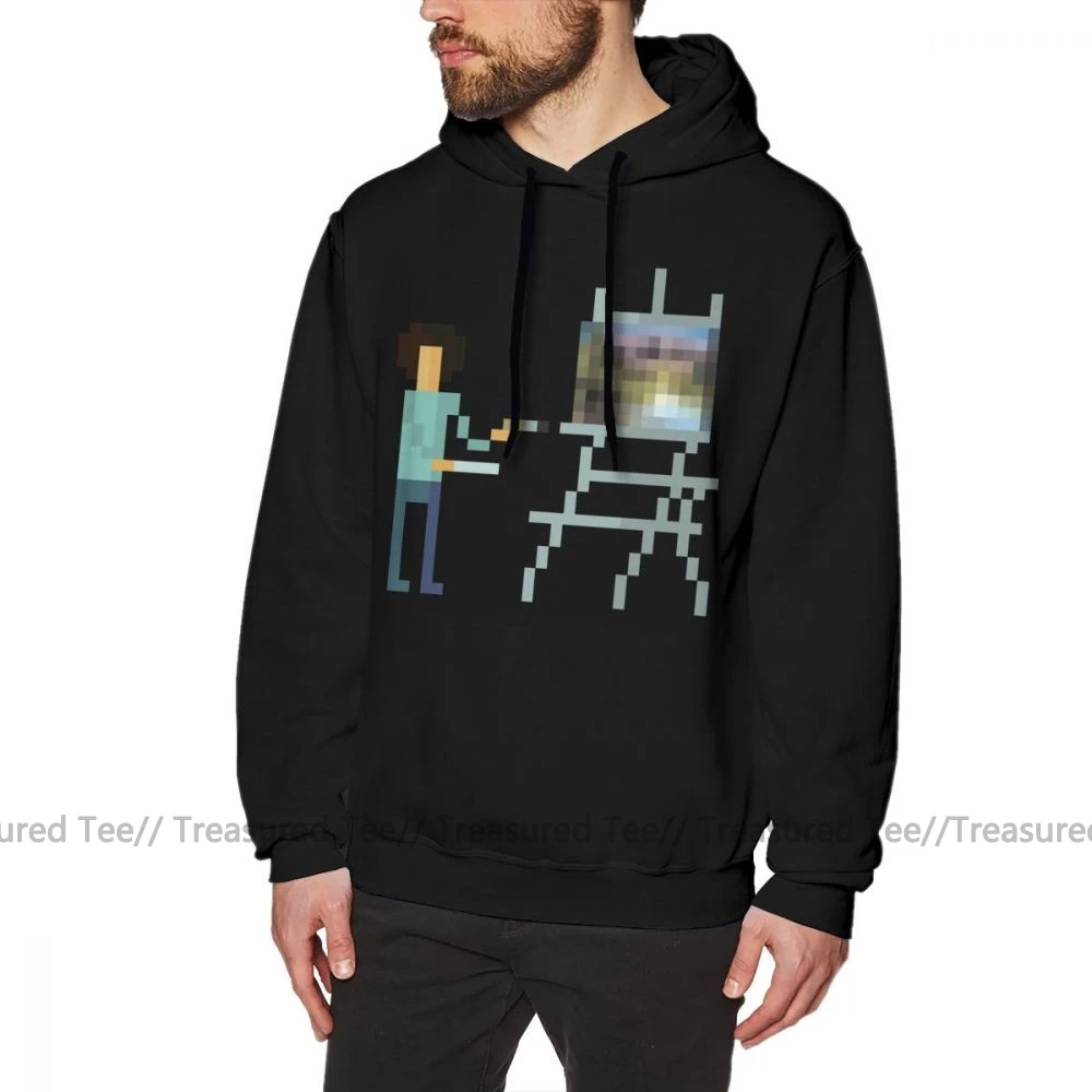 Bob Ross худи Pixel Ross Толстовки Теплый популярный пуловер худи серый хлопок XXL мужские толстовки с длинным рукавом для улицы - Цвет: Black