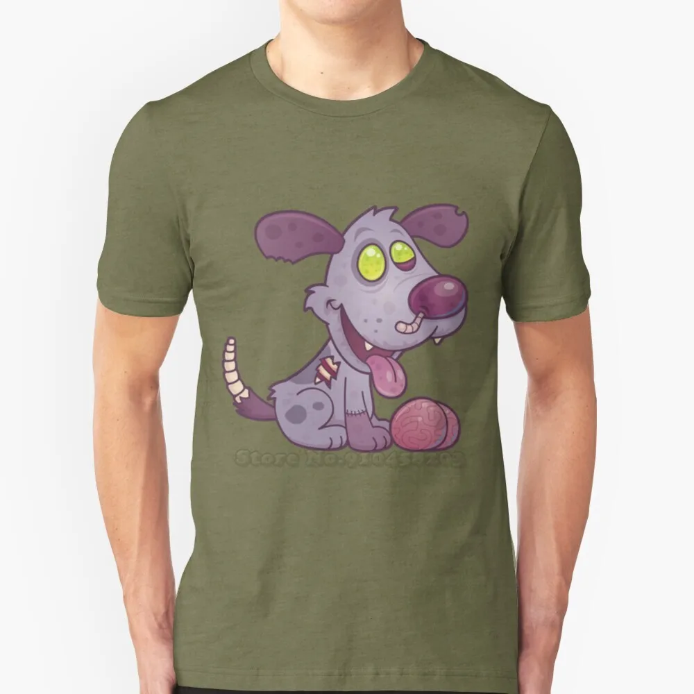 Zombie Puppy Men T-Shirt Soft Comfortable Tops Tshirt Tee Shirt Clothes Dog Brain Purple Pet Dead Worm Cartoon |