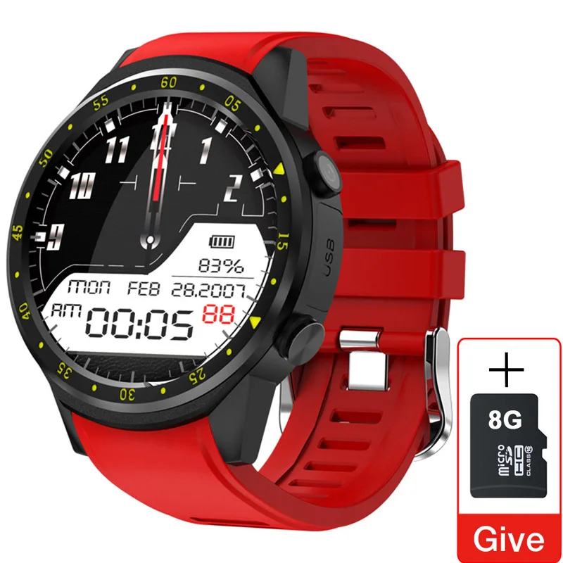 red Умные часы F1, gps часы, трекер сердечного ритма, мужские умные часы, мульти-спортивный режим, sim-карта, шагомер для телефонов на базе Android Ios - Цвет: red