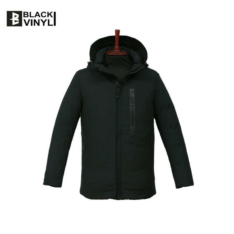 D-GREEN BLACK VINYL Winter Jacket Mens High Quality Thick Coat Snow Male Warm Outwear Fashion- White Duck Down Jacket Men - Цвет: D-GREEN
