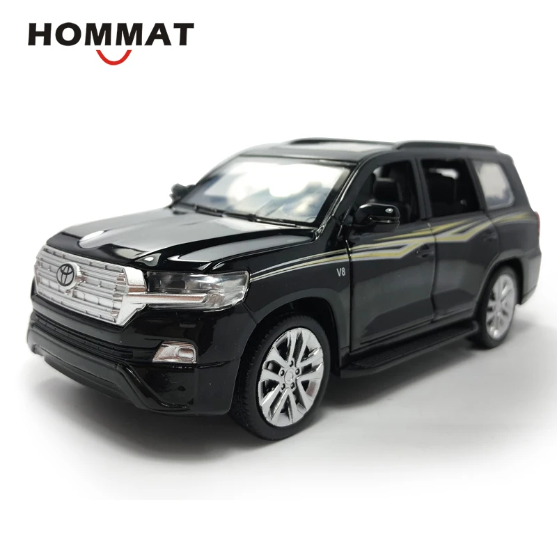Hommate 1:32 Toyota Land Cruiser SUV металлическая Игрушечная машина из сплава модельные листы-и-игрушки-модели автомобилей Подарочные игрушки для детей мальчиков автомобилей - Цвет: Black with box