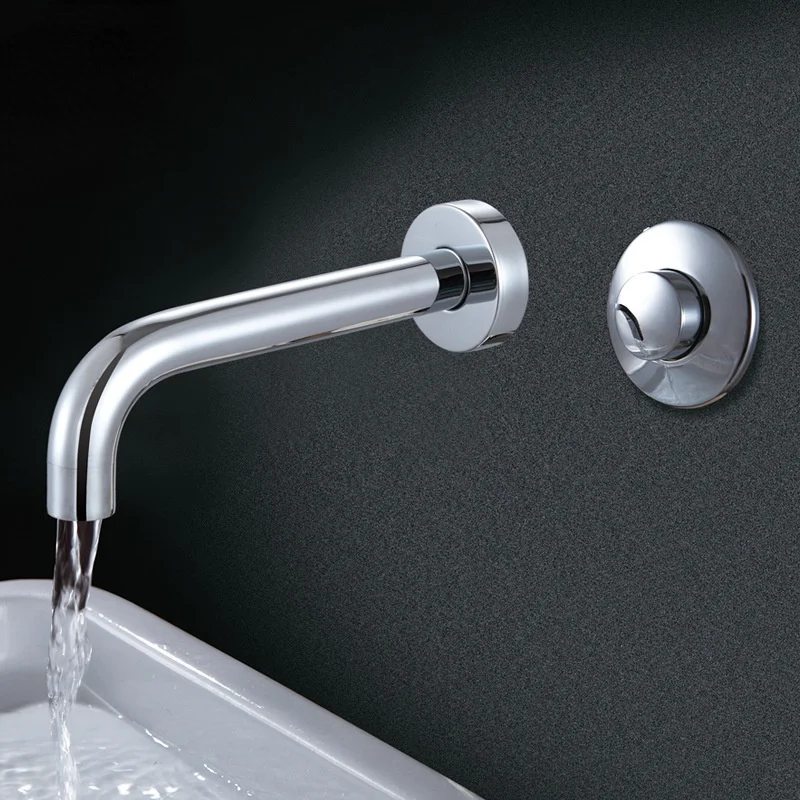 

Push Button Single Cold Delay Faucet Brass Into The Wall Pressed Counter Basin Sub Decent Sink Mixer Bathroom Faucet