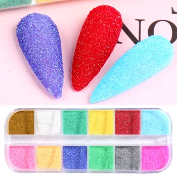 

12Grid Mermaind Nail Powder Sugar Aurora Glitter Nail Pigment Dust Gradual 3D Charms Gel Polish Chorme Manicure Accessories BERY