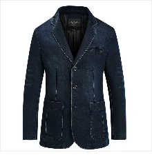 New Mens Denim Blazer Male Suit Oversized Fashion Cotton Vintage 4XL Male Blue Coat Denim Jacket Men Jeans Blazers BG2182