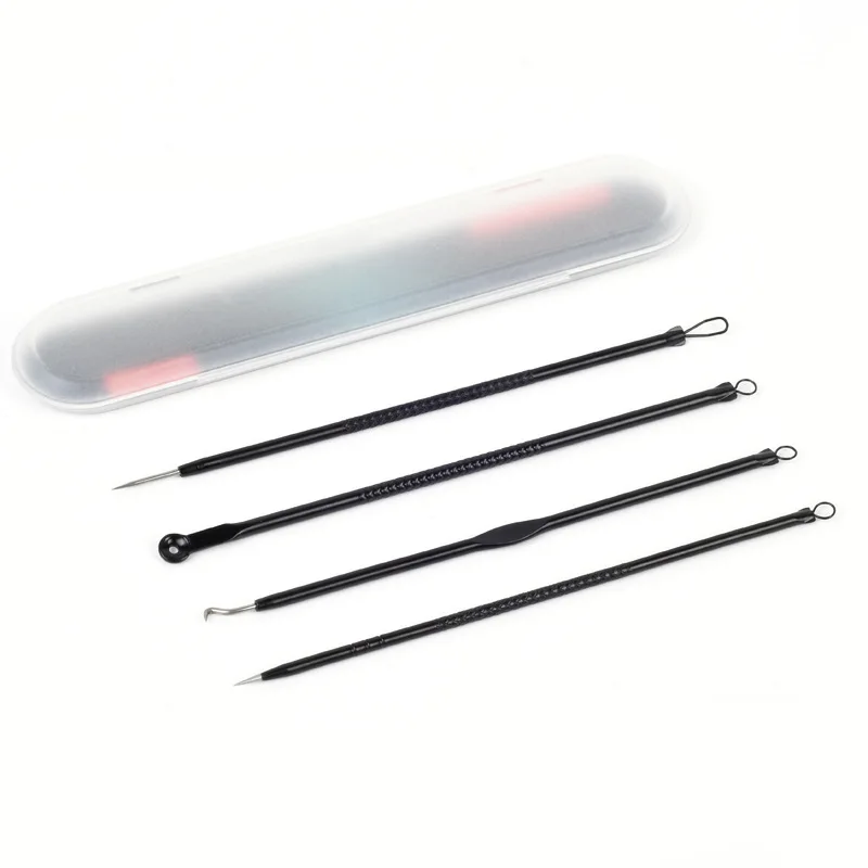 4PCS Blackhead Extractor Cleaner Acne Blemish Remover Needles Set Stainless Black Spots Comedone Face Pore Facial Cleanser Tools
