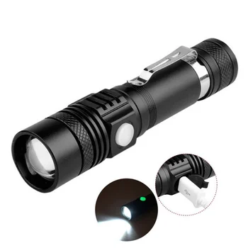 

Portable LED Flashlight USB Charging T6 L2 V6 Torch Zoom Bike Light 18650 Battery Tactical Flash Camping Light Waterproof 4 Mode
