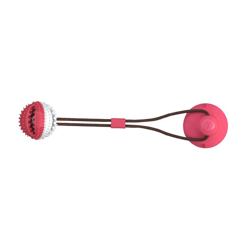 Round red Многофункциональные домашние молярные игрушки для щенков укус резиновая игрушка для собак Жевательные Шарики чистка зубов безопасная эластичность сильная присоска собака игрушка для кусания - Цвет: Round red