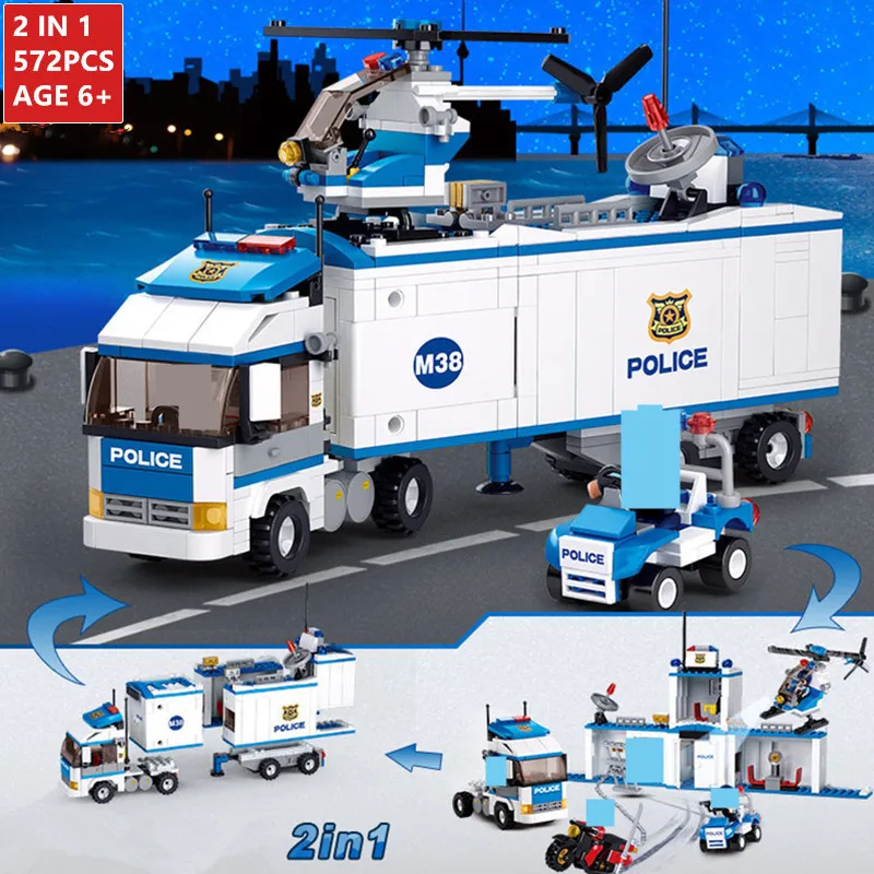 

572Pcs City Deformation Police SWAT Truck Car Building Blocks Sets Brinquedos Bricks Playmobil Educational Toys for Children