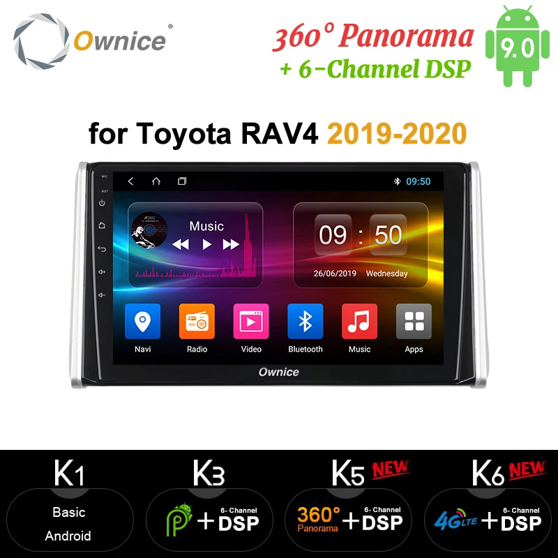 Автомобильный DVD-плеер Ownice 10 1 дюйма 8 ядер Android 9 0 GPS-навигация DVR OBD 4G LTE 360