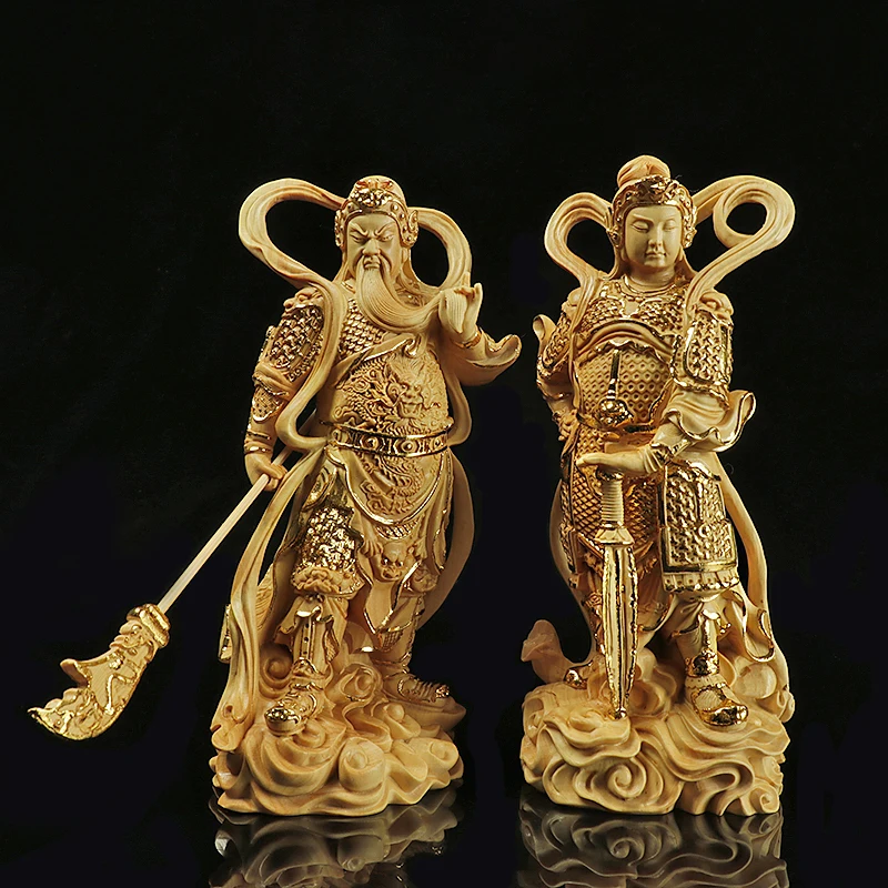 Boxwood 12 см 18 Guan Gong скульптура дерево Skanda Samgharama роспись Золотая статуэтка Будды