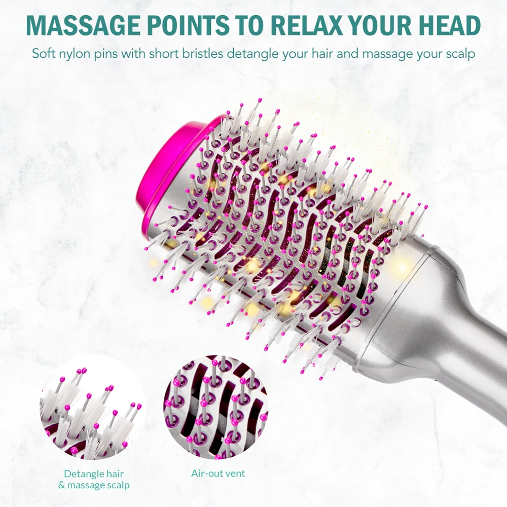 مشط الهواء الساخن فرشاة مجفف الشعر مجفف للنفخ مصفف...