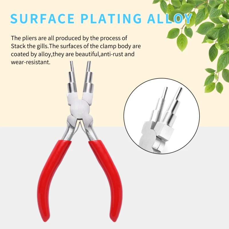 pandahall Carbon Steel 6-Step Multi-Size Wire Looping Forming Pliers Loop Size: 3mm/4mm/6mm/7mm/8.5mm/9.5mm