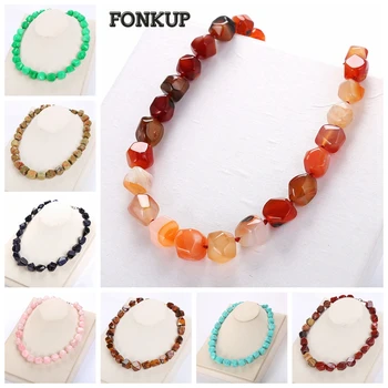 

Natural Agate Irregular Original Stone Big Choker Vintage Women Necklace Fashion Crystal Popular Classic Exquisite Jewelry Gift