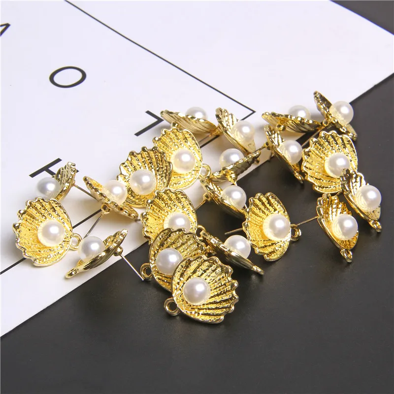 

6pcs/lot Zinc Alloy Golden Pearl Shell Shape Base Earrings Connector Charms For DIY Fashion Drop Earrings Jewelry Accessories
